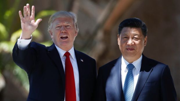 President Donald Trump and Chinese President Xi Jinping at Mar-a-Lago on Friday. — Photograph: Associated Press.