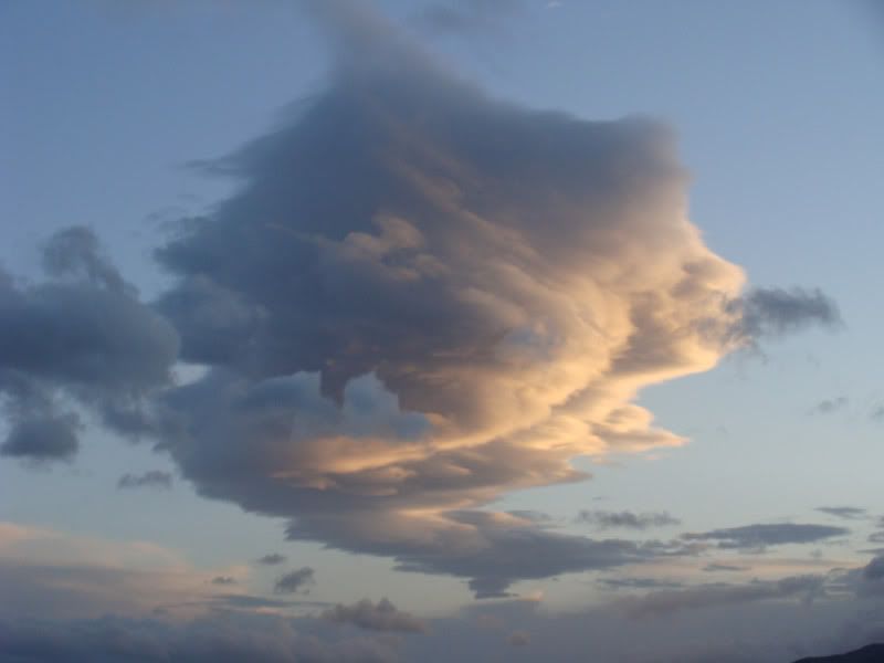 A cloud over South Wairarapa as viewed at 7:10pm on Monday 28th September 2009.