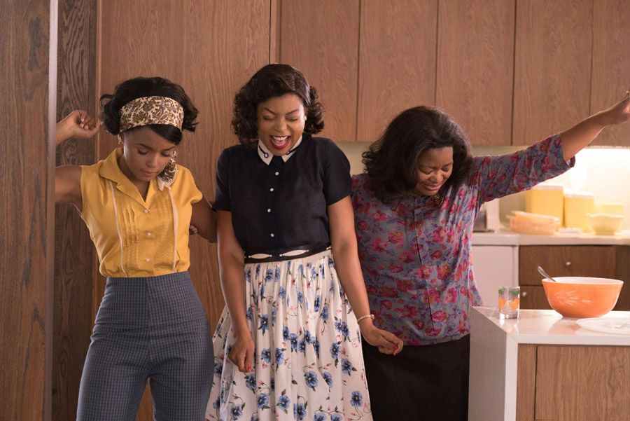 Mary Jackson (Janelle Mone, left), Katherine Johnson (Taraji P. Henson) and Dorothy Vaughan (Octavia Spencer) in Hidden Figures.  Photograph: Hopper Stone/SMPSP/Twentieth Century Fox.